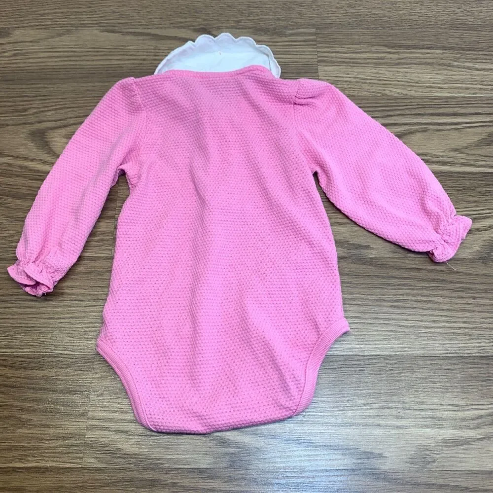 Vintage Disney Babies Minnie Baby Doll Collar Swiss Dot Jumpsuit Outfit 12 Month